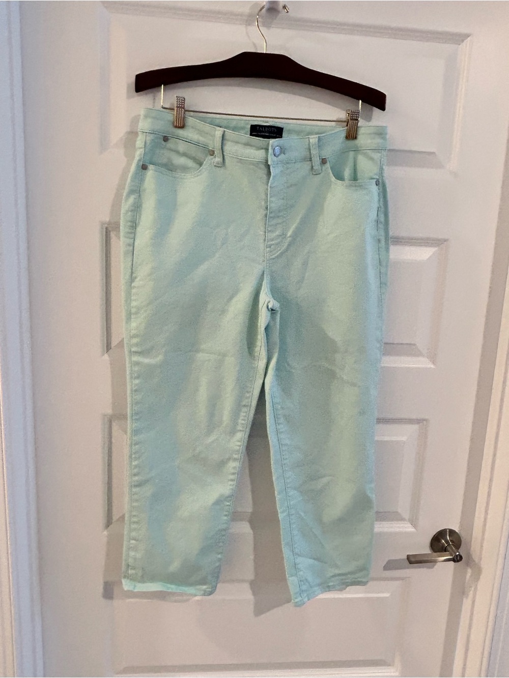 Talbots Straight Leg Cropped Jeans Mint Green Size 12